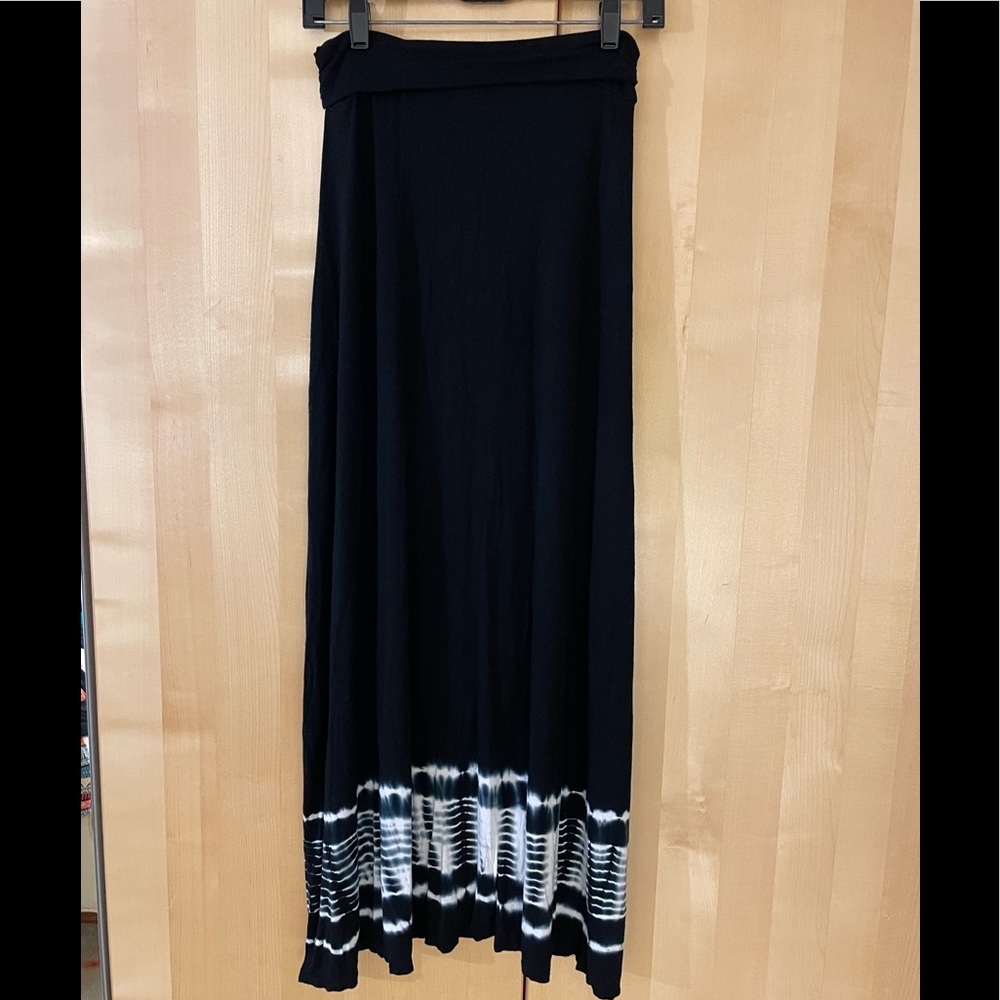 Long Skirt Black with Tie Dye bottom size Small
